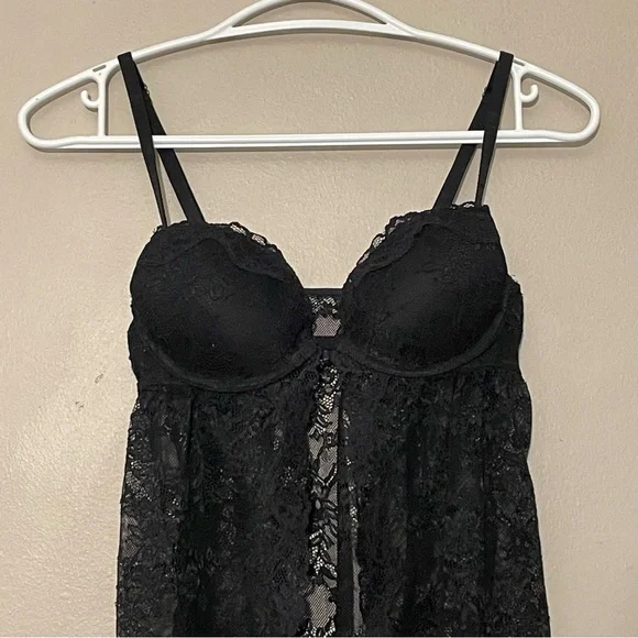 La SENZA Black Lace Push-Up Babydoll Teddy – Size XS EUC - Picture 3 of 15